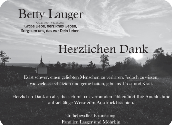Anzeige von Betty Lauger von MGO