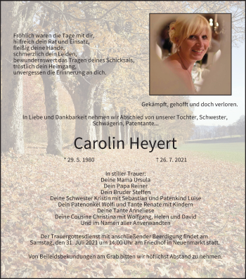 Anzeige von Carolin Heyert von MGO