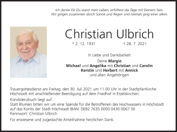 Anzeige von Christian Ulbrich von MGO