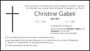 Anzeige von Christine Gabeli von MGO