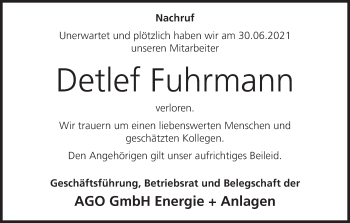 Anzeige von Detlef Fuhrmann von MGO