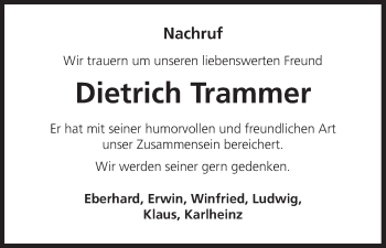 Anzeige von Dietrich Trammer von MGO