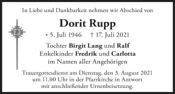 Anzeige von Dorit Rupp von MGO