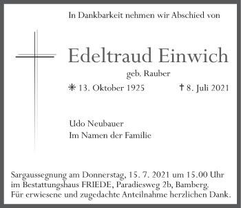 Anzeige von Edeltraud Einwich von MGO