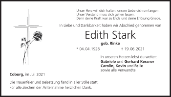 Anzeige von Edith Stark von MGO
