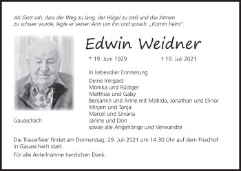 Anzeige von Edwin Weidner von MGO