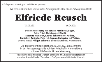 Anzeige von Elfriede Reusch von MGO