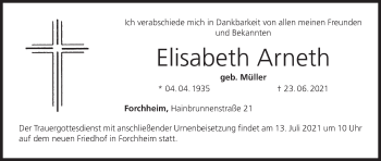 Anzeige von Elisabeth Arneth von MGO