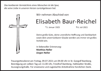 Anzeige von Elisabeth Baur-Reichel von MGO