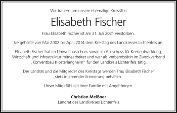 Anzeige von Elisabeth Fischer von MGO