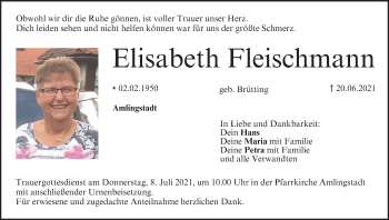 Anzeige von Elisabeth Fleischmann von MGO