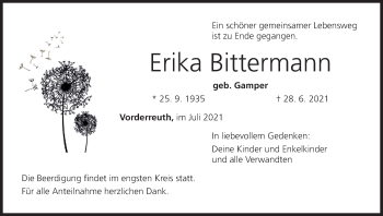 Anzeige von Erika Bittermann von MGO