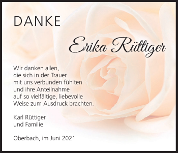 Anzeige von Erika Rüttiger von MGO