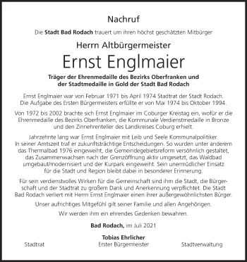 Anzeige von Ernst Englmaier von MGO