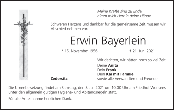 Anzeige von Erwin Bayerlein von MGO