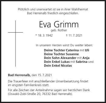 Anzeige von Eva Grimm von MGO