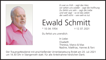 Anzeige von Ewald Schmitt von MGO