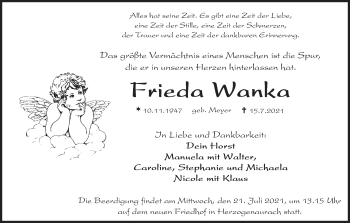 Anzeige von Frieda Wanka von MGO