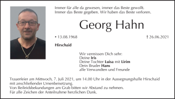 Anzeige von Georg Hahn von MGO