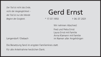 Anzeige von Gerd Ernst von MGO