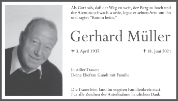 Anzeige von Gerhard Müller von MGO