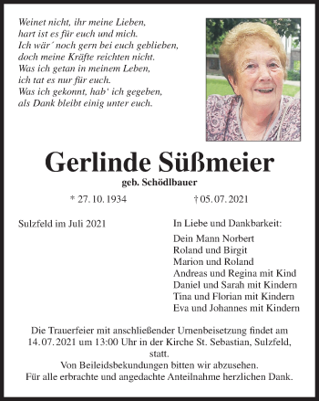 Anzeige von Gerlinde Süßmeier von MGO