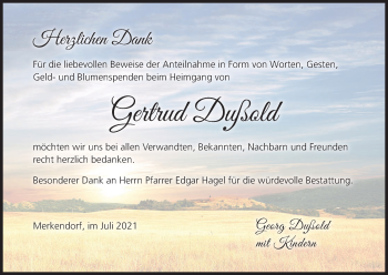 Anzeige von Gertrud Dußold von MGO