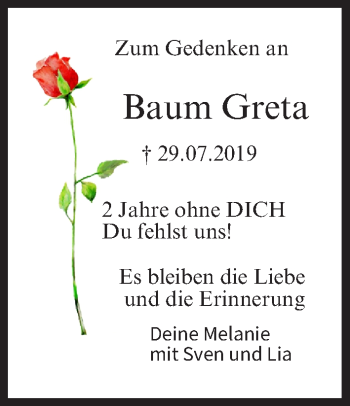 Anzeige von Greta Baum von MGO