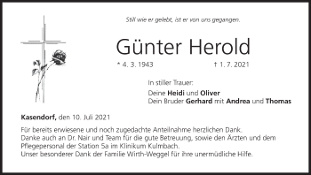 Anzeige von Günter Herold von MGO