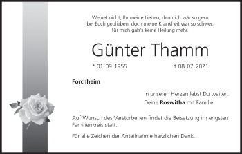 Anzeige von Günter Thamm von MGO