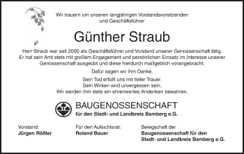 Anzeige von Günther Straub von MGO