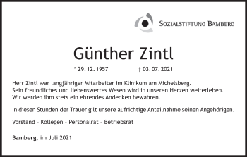 Anzeige von Günther Zintl von MGO