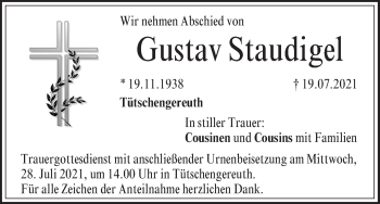 Anzeige von Gustav Staudigel von MGO