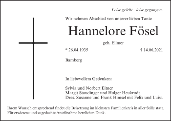 Anzeige von Hannelore Fösel von MGO