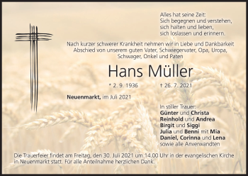 Anzeige von Hans Müller von MGO