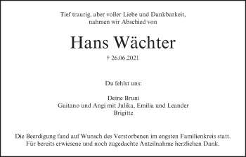 Anzeige von Hans Wächter von MGO