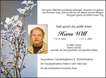 Anzeige von Hans Will von MGO