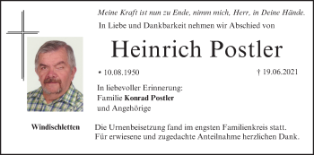 Anzeige von Heinrich Postler von MGO