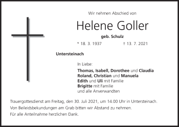 Anzeige von Helene Goller von MGO