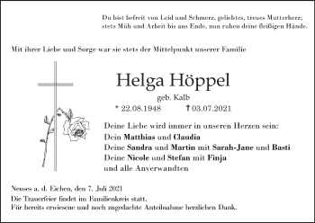 Anzeige von Helga Höppel von MGO