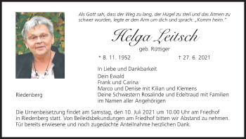 Anzeige von Helga Leitsch von MGO