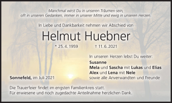 Anzeige von Helmut Huebner von MGO