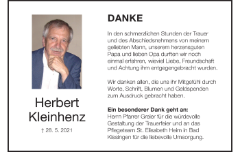 Anzeige von Herbert Kleinhenz von MGO