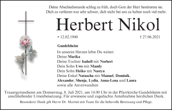 Anzeige von Herbert Nikol von MGO