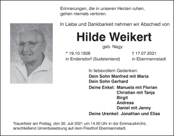 Anzeige von Hilde Weikert von MGO
