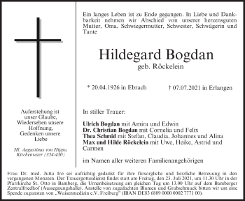 Anzeige von Hildegard Bogdan von MGO