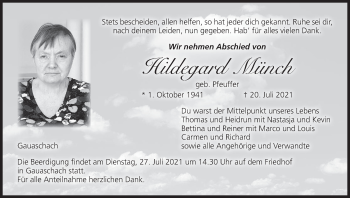 Anzeige von Hildegard Münch von MGO