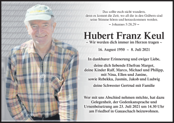 Anzeige von Hubert Franz Keul von MGO