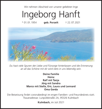 Anzeige von Ingeborg Hanft von MGO