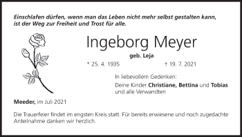 Anzeige von Ingeborg Meyer von MGO